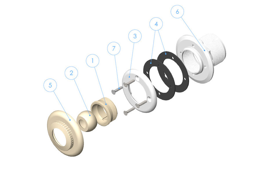 bouche de refoulement pour piscine  béton astral en situation