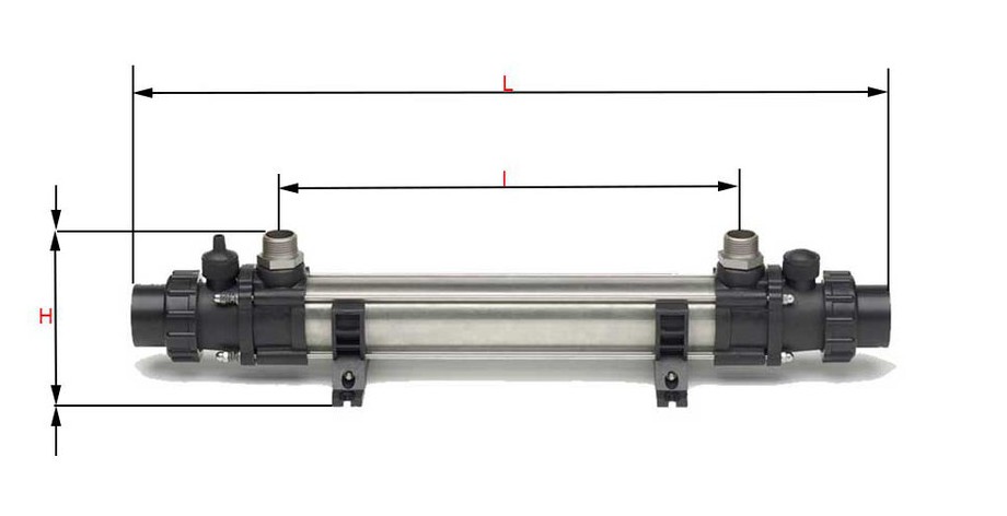 dimensions de l'échangeur de piscine Vulcan Elecro