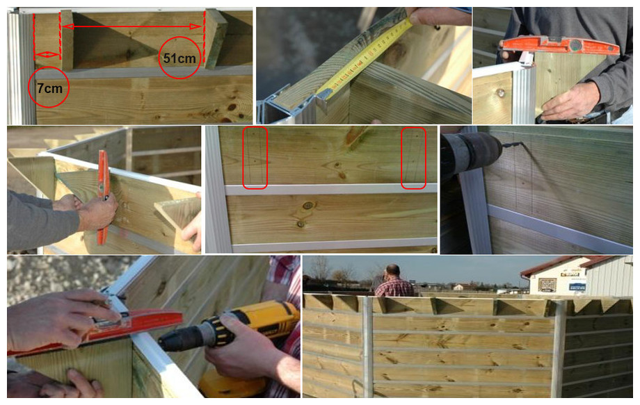 montage des supports de margelles de la piscine bois waterclip leyte