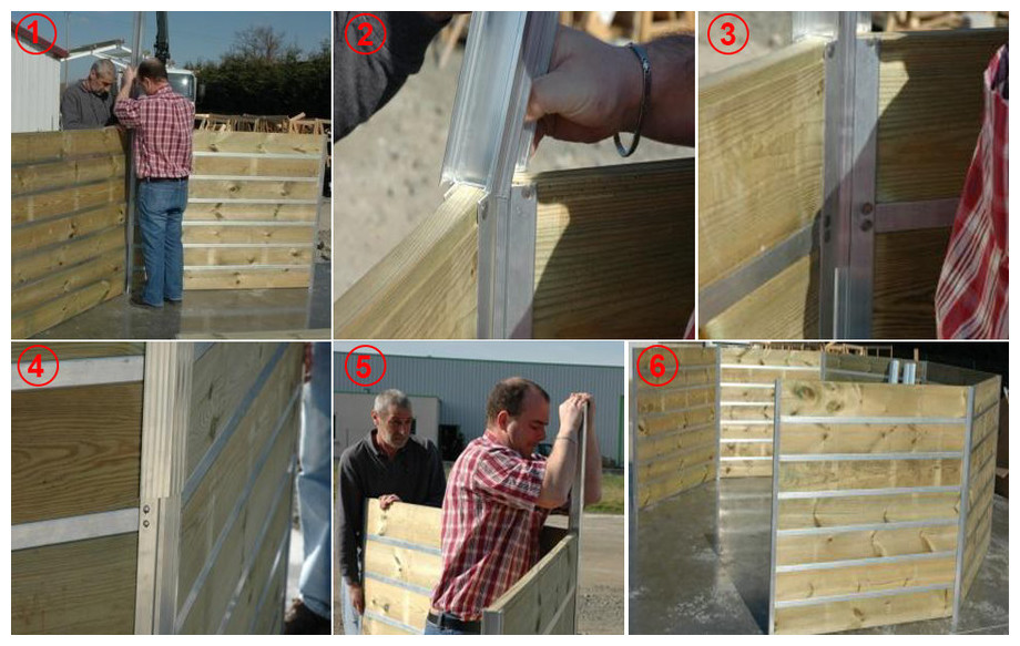 montage de la structure bois octogonale allongée waterclip Lucon en situation