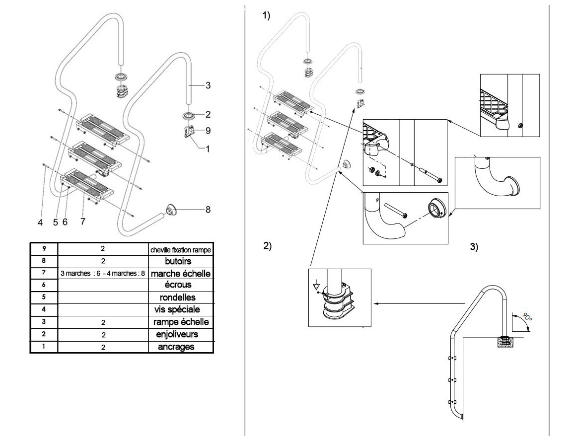 installation de l'échelle de résidentielle accès facile pour piscine enterrée