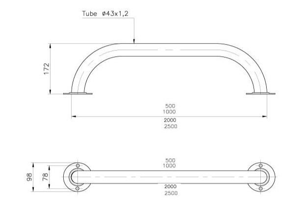 main courante poignee inox dimensions