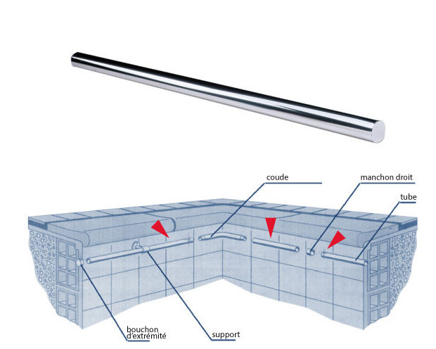 main courante piscine tube ouvert 43mm schema 