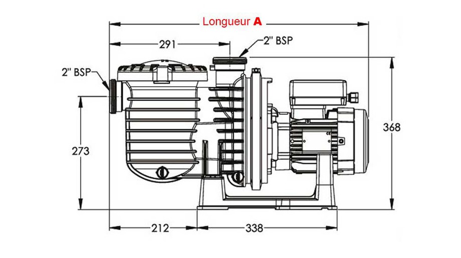 dimensions de la pompe centrifuge de piscine Sta Rite 5P6R 