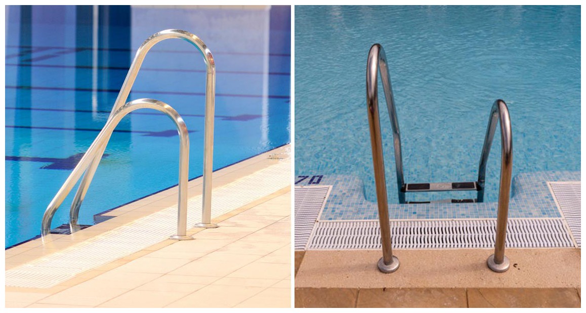 échelle asymétrique tout inox pour piscine enterrée 