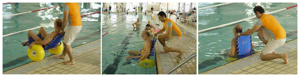 utilisation du fauteuil de mise à l'eau pour personnes à mobilité réduite Axsol Job Classic