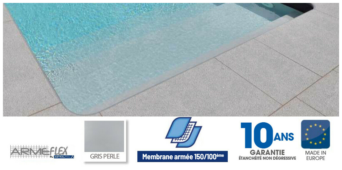 Liner PVC armé 150/100 ème Armeflex - Gris perle