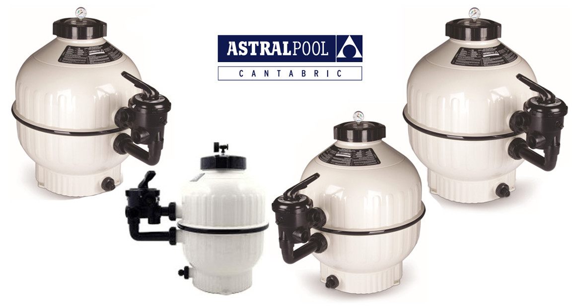 filtre à sable vanne side pour piscine cantabric astral en situation
