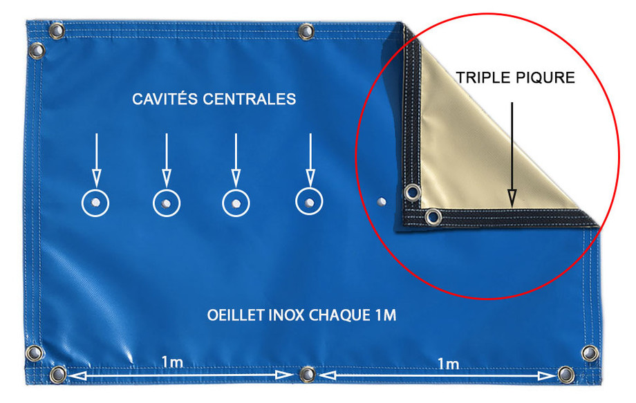 détail de la bache hiver opaque baltik