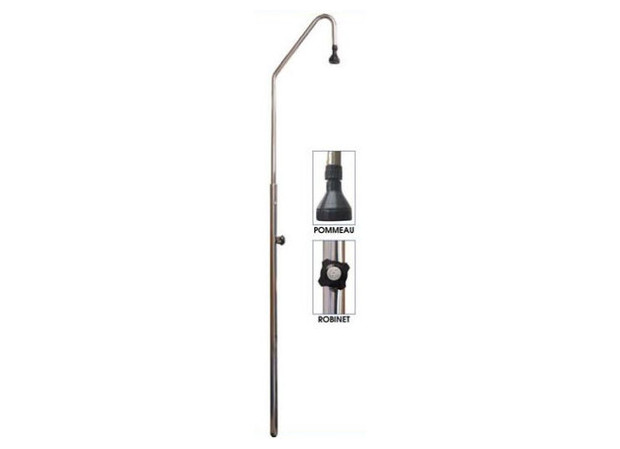 Douche piscine inox - 1 pommeau et 1 robinet