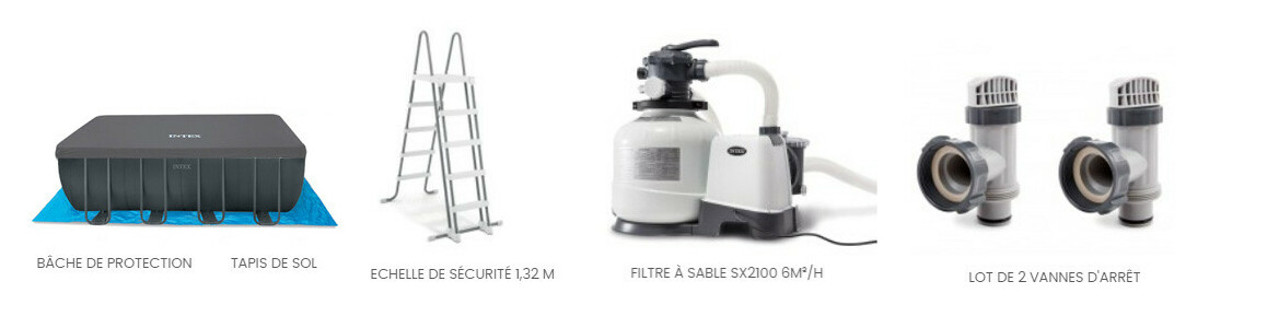 équipement de la piscine tubulaire XTR rectangle - 7.32 x 3.66 x 1.32 m