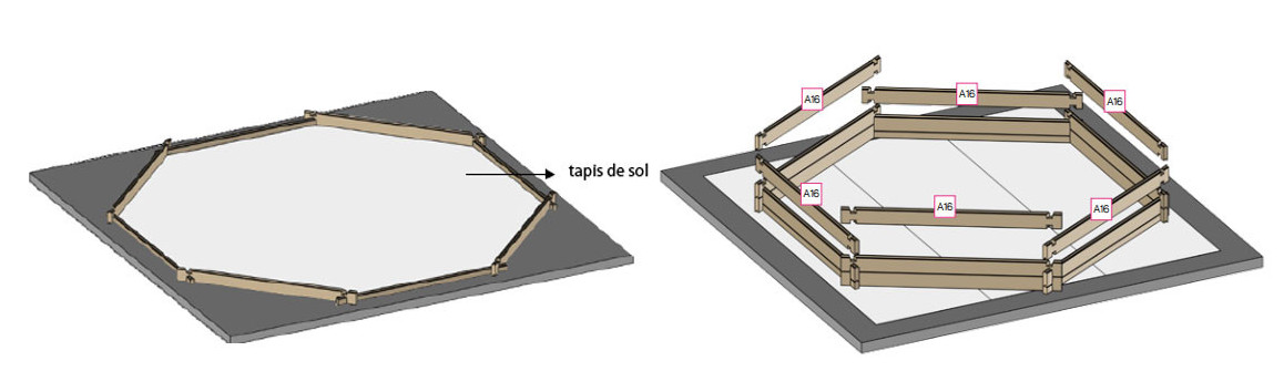 feutre de fond pour le kit de la piscine hors sol hexagonale Woodfirst Original 400 par 120 cm