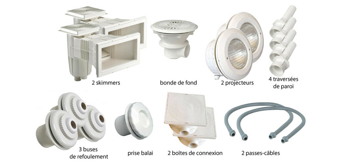 kit numéro 2 de pièces à sceller blanches pour piscine liner 