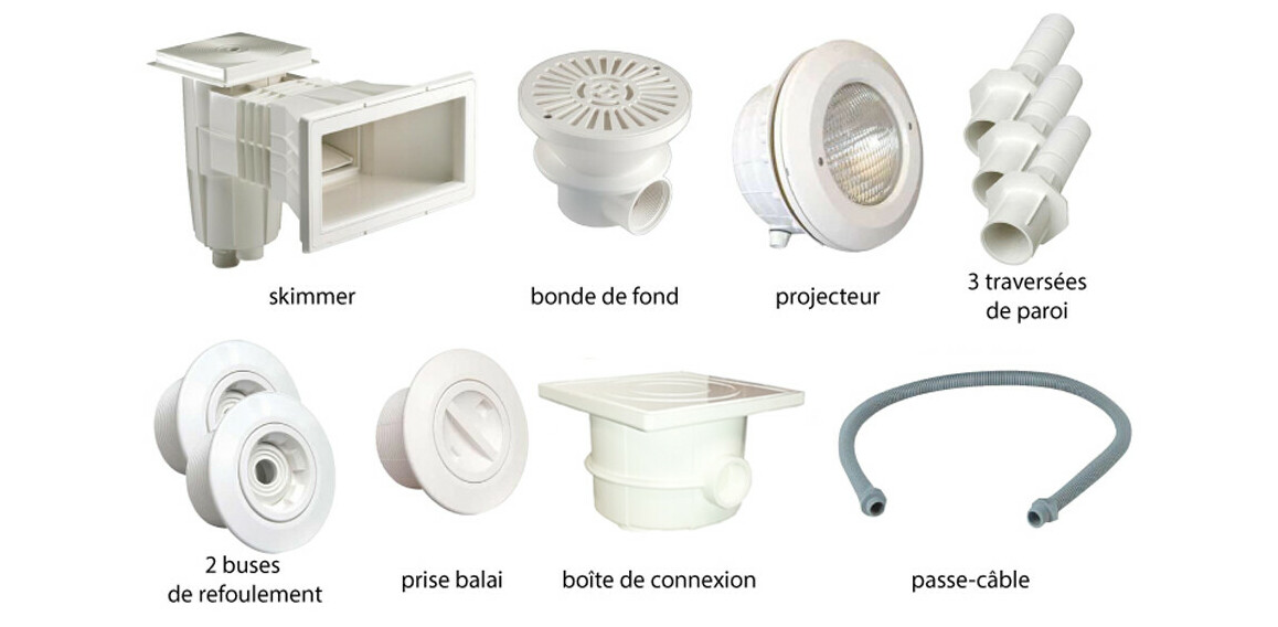 kit complet de pièces à sceller numéro 1 astral pour piscines béton