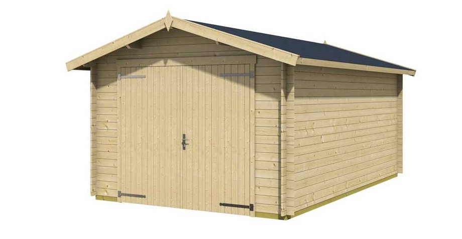 Détail des matériaux du garage en bois Mauritius Lasita Maja en situation