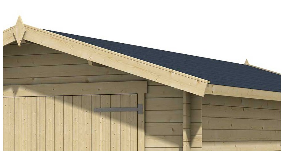 détail de la toiture du garage en bois Mauritius Lasita Maja en situation