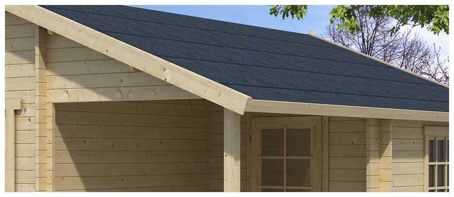 détail de la toiture du garage en bois Nevis B Lasita Maja en situation