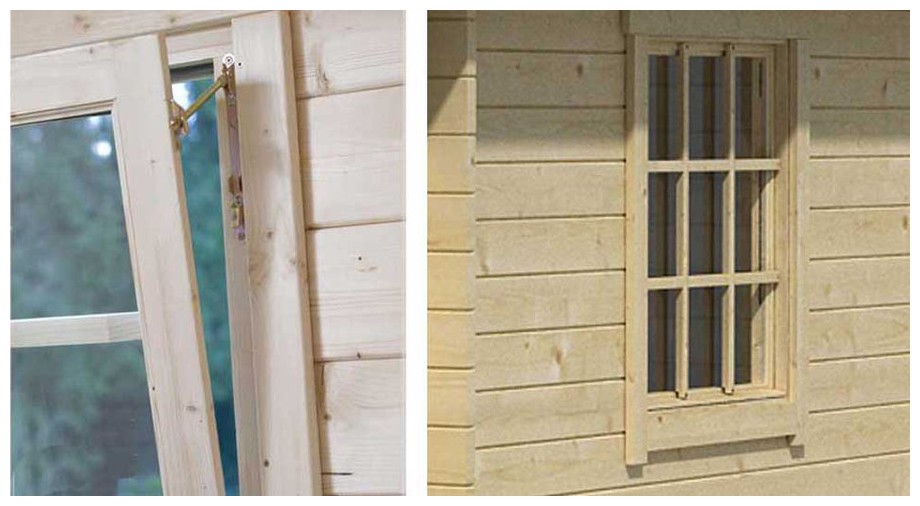 détail de la fenêtre du garage en bois Nevis B Lasita Maja en situation