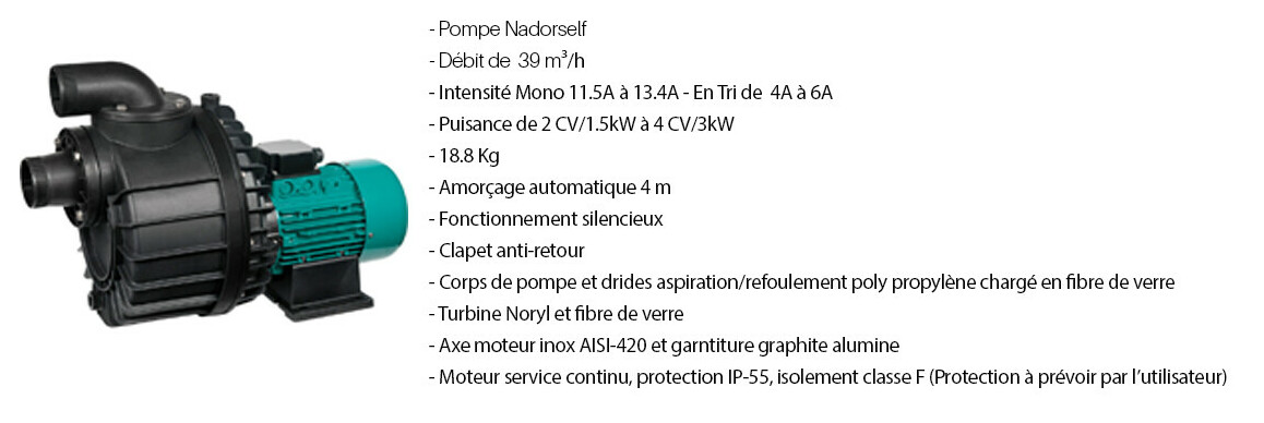 pompe nadorself pour Kit nage à contre courant complet prêt à poser - NCR