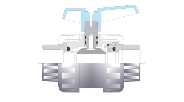 vanne double union femelle à coller - raccord PVC pression piscine
