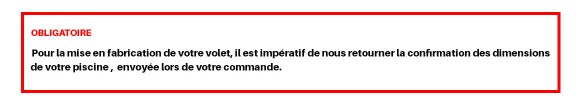 phrase de confirmation des dimensions des volets 