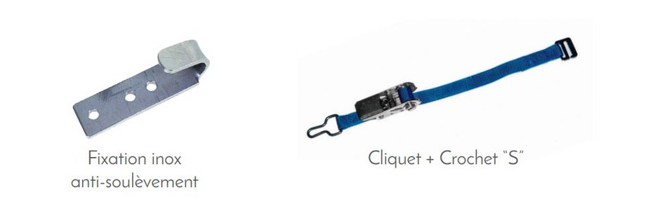 fixation de la bâche à barres toutes saisons securi bois hors sol