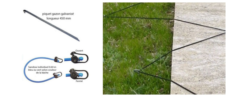 fixation de la bâche hiver securité opaque artic gazon