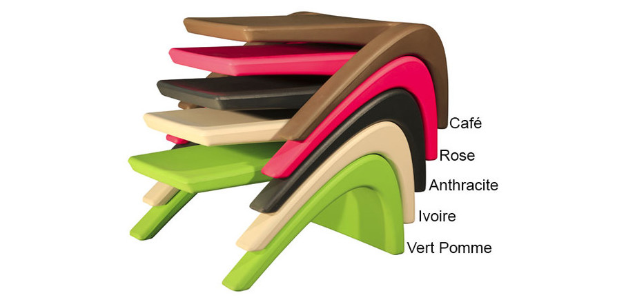 tablette Muse empilable en polyéthylène rotomoulé