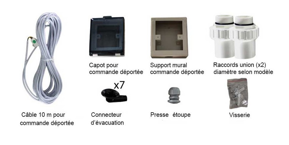 Accessoires fournis avec la pompe à chaleur Pacfirst Steel Pro 