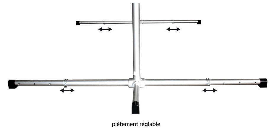 Enrouleur télescopique pour bâche à bulles - reglage pietement