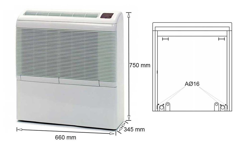 Dimensions du déshumidificateur d'ambiance Zodiac DT850 en situation
