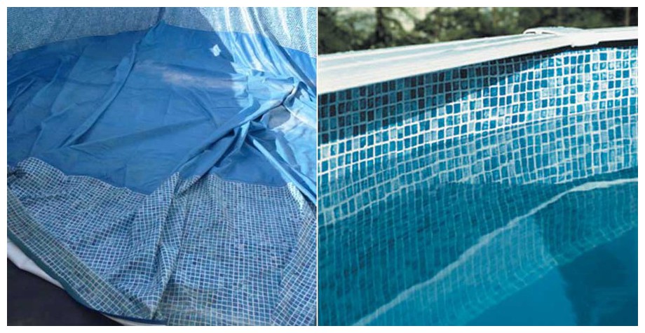 liner mosïque  Gré avec rail d'accroche pour piscine hors sol acier