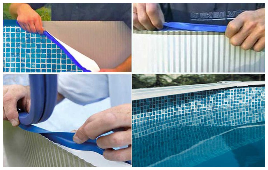 liner mosïque  Gré avec rail d'accroche pour piscine hors sol acier