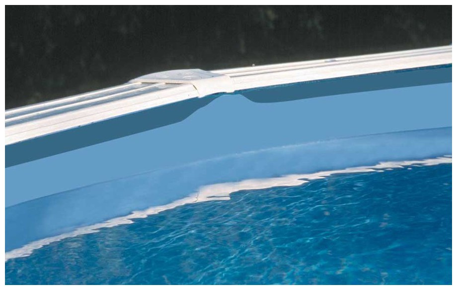 Liner Gré bleu uni Overlap pour piscine  en situation finale