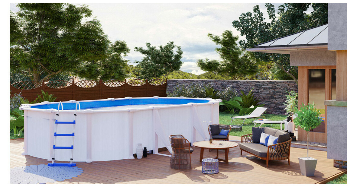 Kit piscine acier blanc Fidji - Ovale 6.10 x 3.75 x 1.20 m