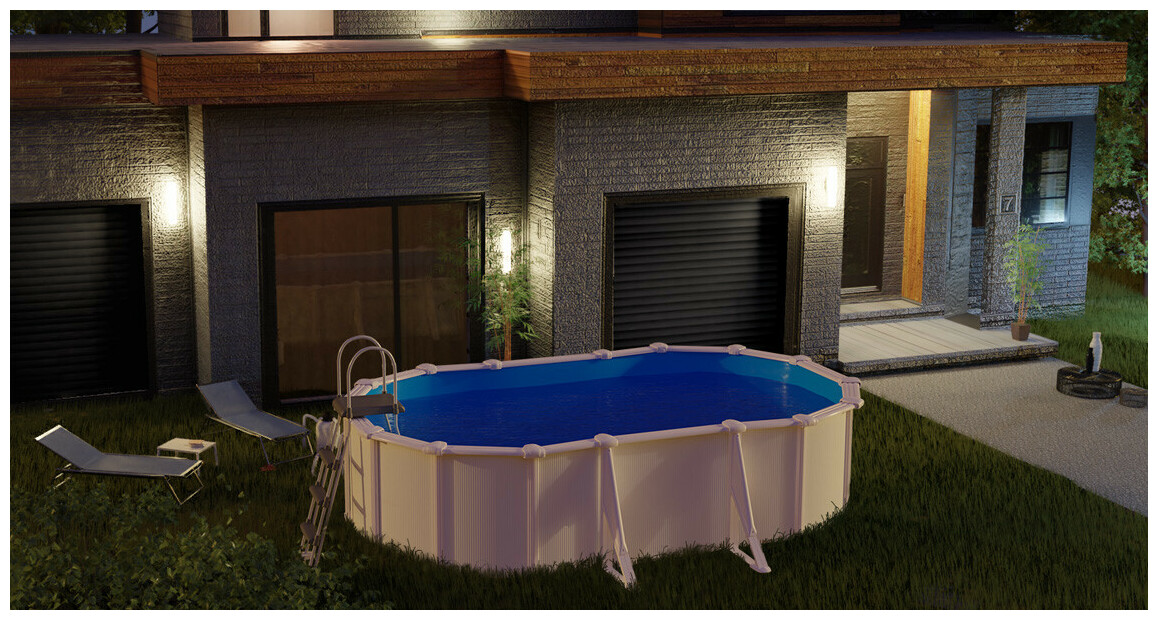 Kit piscine acier blanc Bora Bora - ovale 6.10 x 3.75 x H.1.20 m