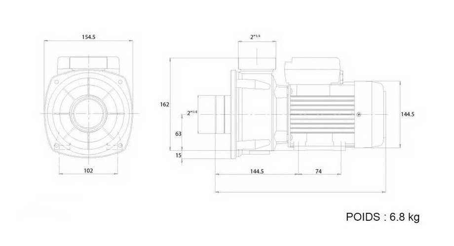 dimension de la pompe pour nage contre courant et hydromassage Wiper 90 m by Espa