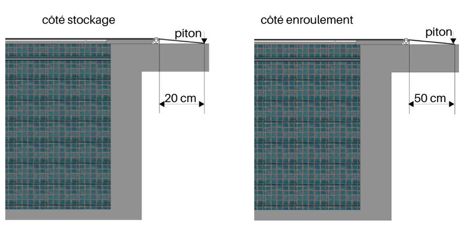 Bâche à barres Pool-Barres Argent pour piscines avec plage bois - ancrage