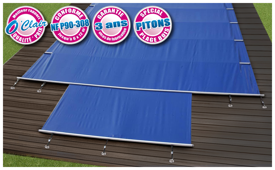 Bâche à barres Pool-Barres spécial piscine avec plage bois