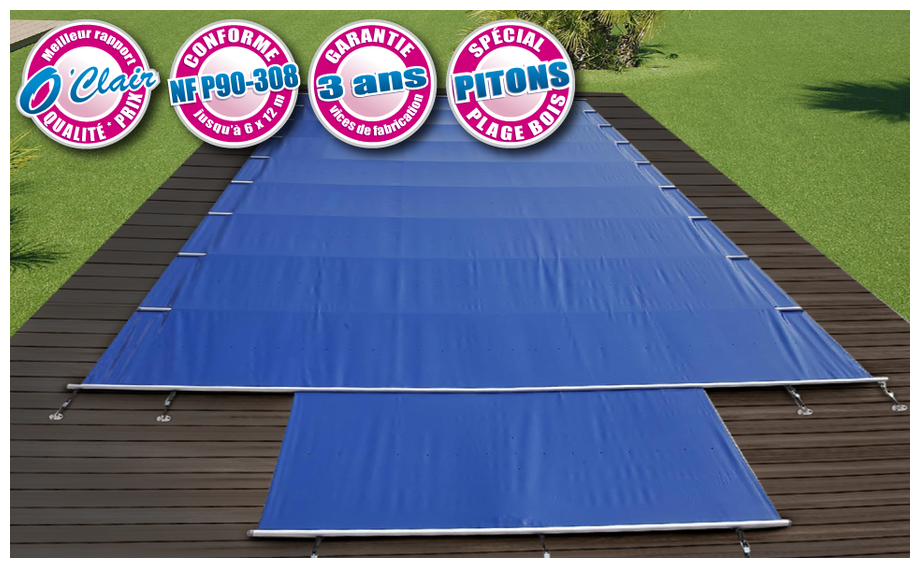 Bâche à barres piscine Pool-Barres Plus piscines à margelle bois