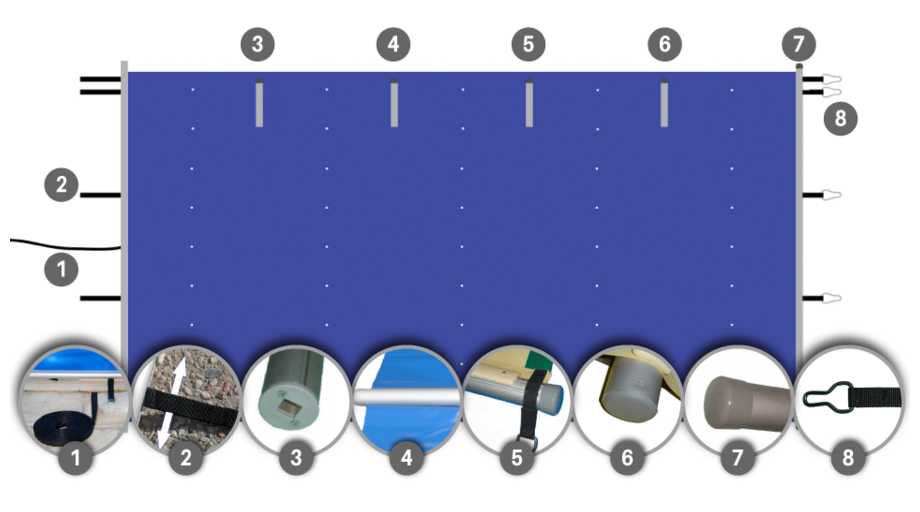 Bâche à barres piscine Pool-Barres Bronze - schema détails