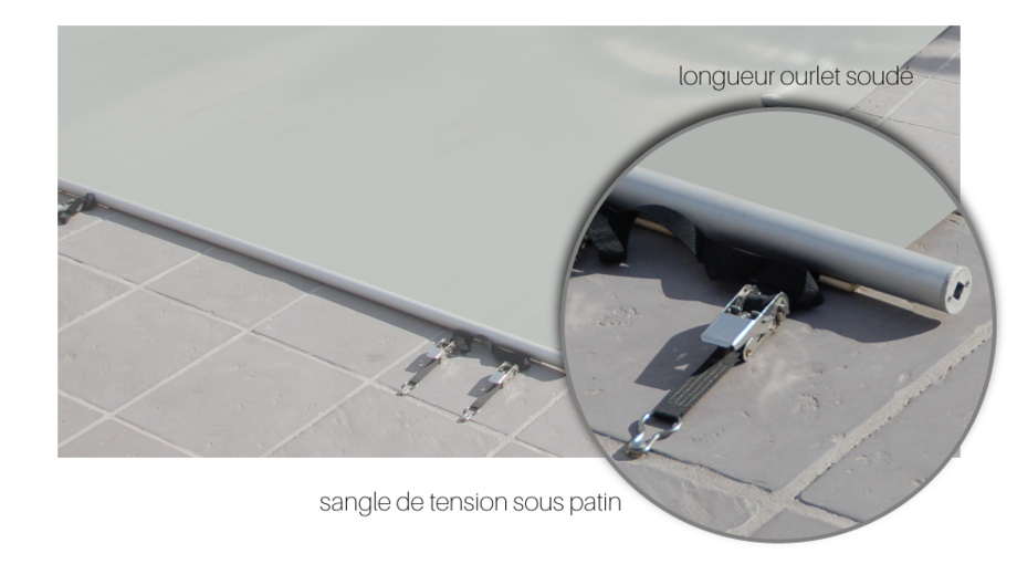 Bâche à barres piscine Pool-Barres ARgent - finition longueur