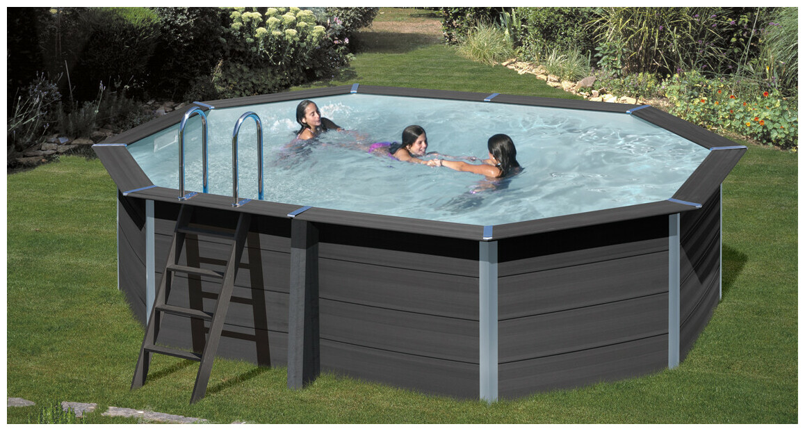 descriptif du Kit piscine composite octogonale allongée - 5.24 m x 3.86 m x H.1.24 m