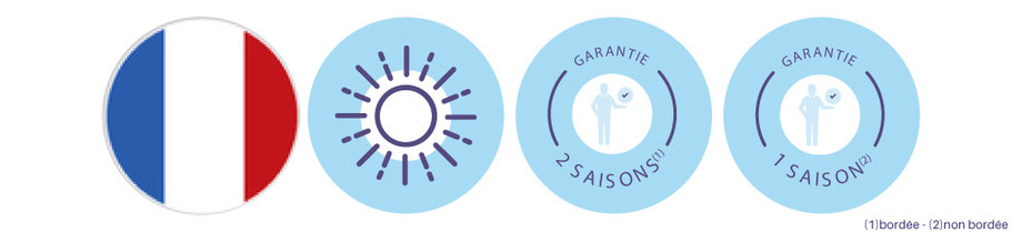 Bâche à bulles standard prédécoupée 400µ bleu - garanties