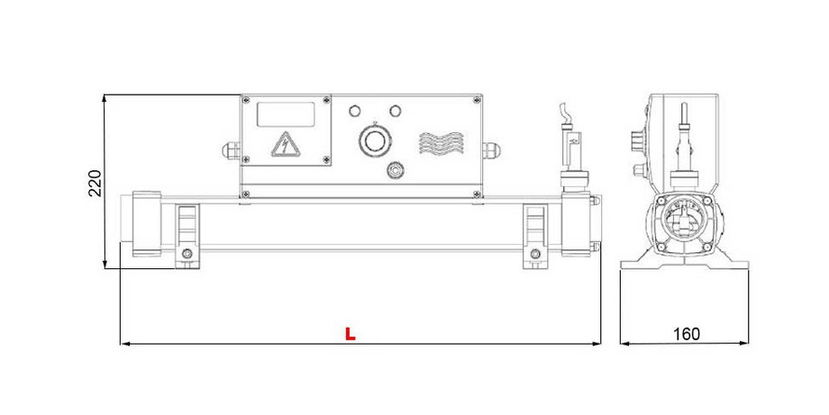 Dimensions du réchauffeur électrique de piscine Vulcan Electro