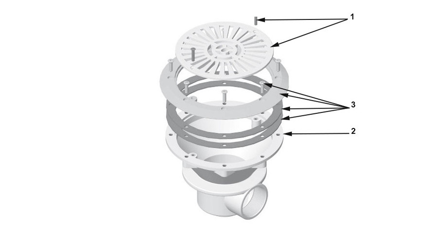 composition de la bonde de fond Astral pour piscine liner ou béton