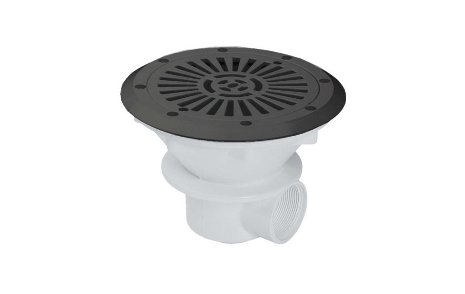 bonde de fond à sceller piscine liner gris anthracite en situation