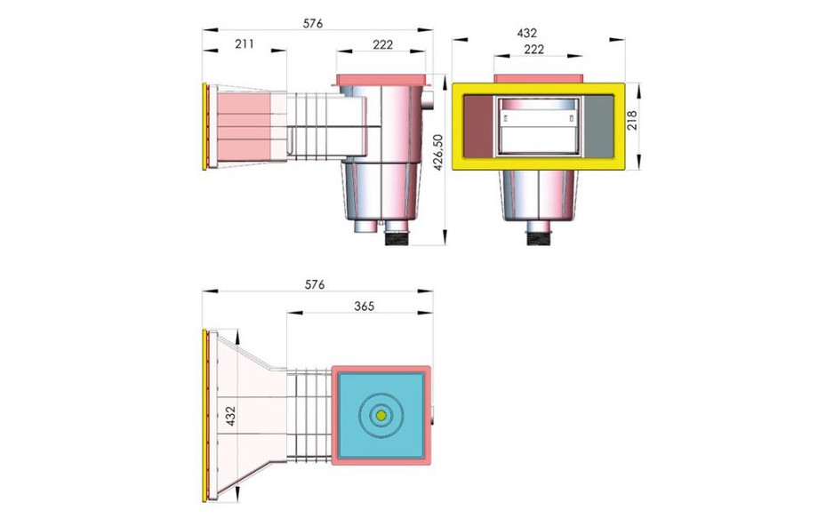 schéma de skimmer pour piscine béton ou liner