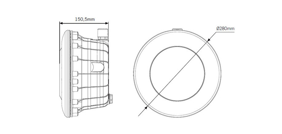 dimensions du projecteur gris led RGB pour  piscine Astral