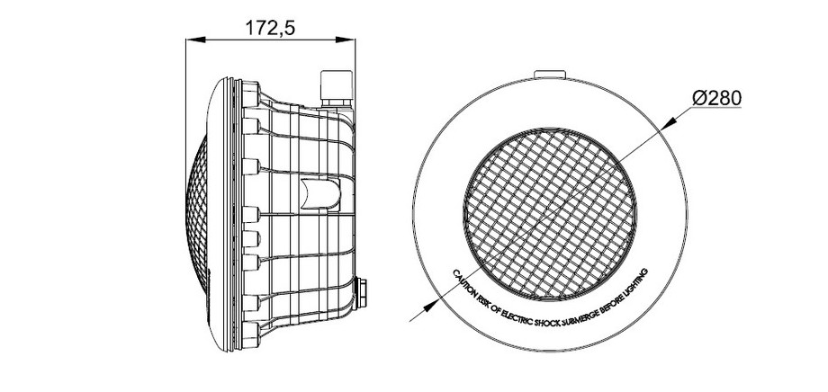 dimensions du projecteur gris led blanche pour piscine béton et liner